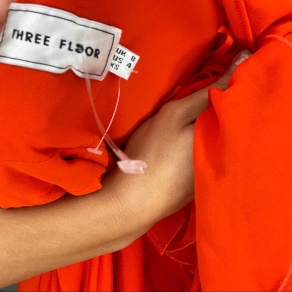 Three Floor Orange Red Ruffle Dress - Picture 3 of 10